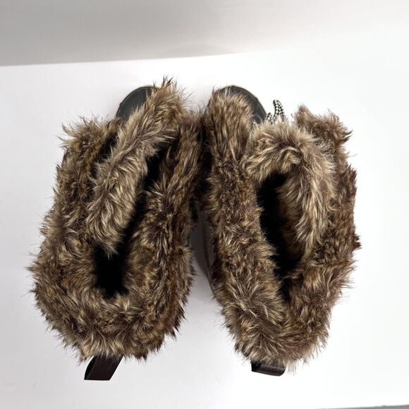 Khombu Boots Womens Size 11 Brown Gray Faux Fur Tall Lace Up Snow Duck Winter - Picture 8 of 13